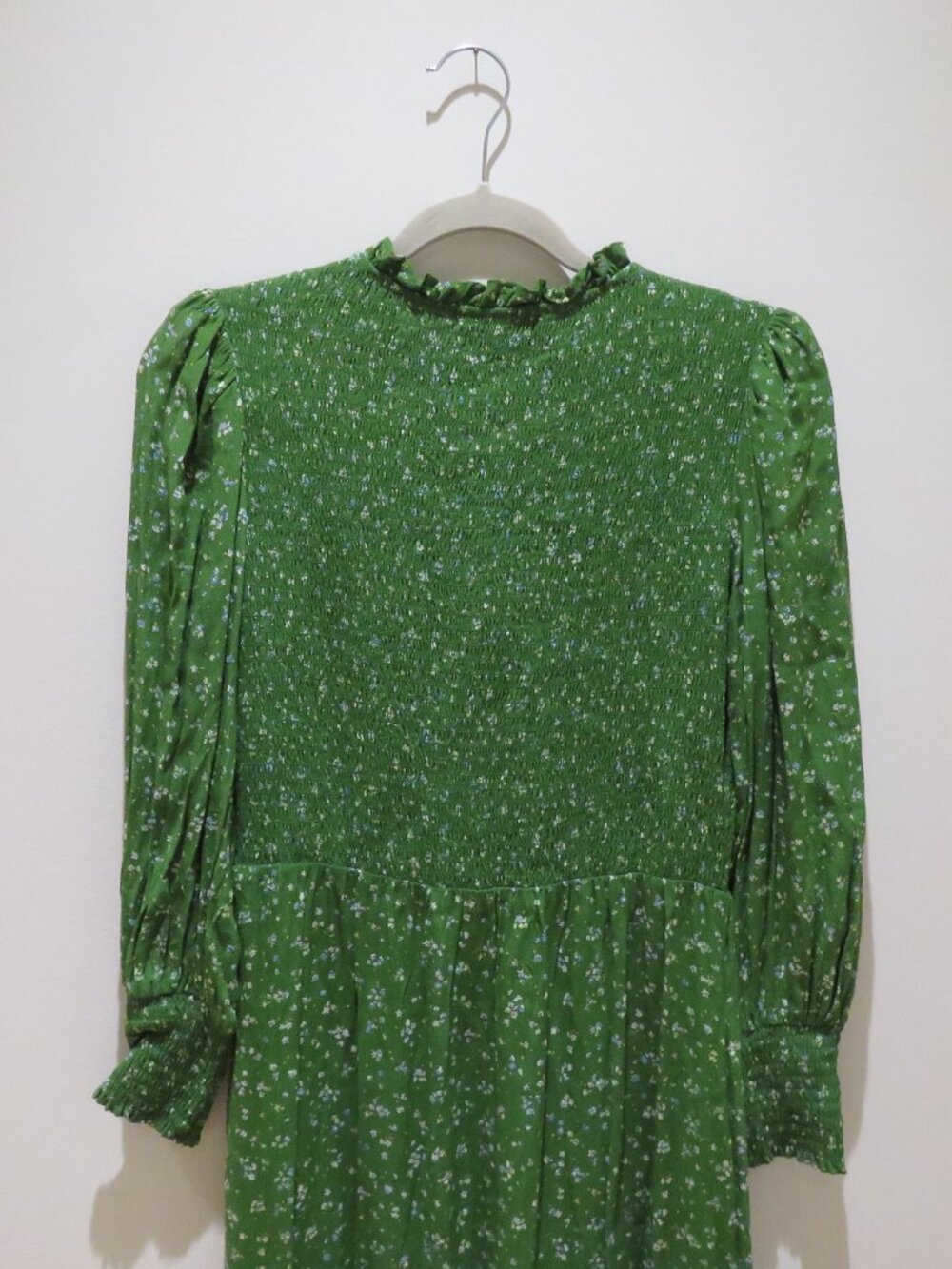 WYSE LONDON Sabine Smocked Tiered Maxi Floral Dress Green US 4 Cottagecore Boho - Picture 13 of 16